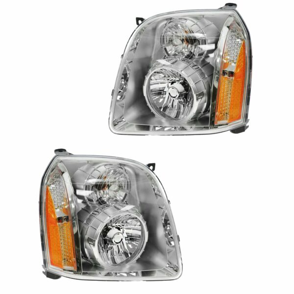 Headlights Headlamps Left & Right Lamp Pair Set of 2 for 07-13 GMC Yukon Denali