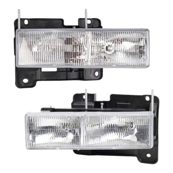 Headlight Set Compatible with Chevrolet Blazer 90-99 C/K 1500 2500 3500 Tahoe Yukon