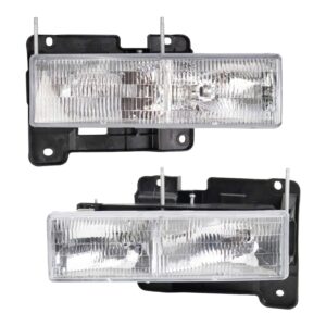 Headlight Set Compatible with Chevrolet Blazer 90-99 C/K 1500 2500 3500 Tahoe Yukon