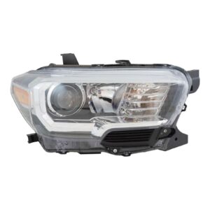 Halogen Headlight Headlamp w/ Black & Chrome Housing RH Compatible with Tacoma Pickup Truck