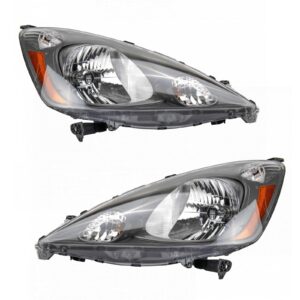 Headlight Headlamp Light Lamp Pair Set Kit LH & RH for 09-13 Honda Fit DX & LX
