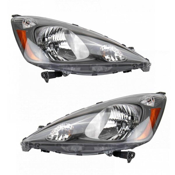 Headlight Headlamp Light Lamp Pair Set Kit LH & RH for 09-13 Honda Fit DX & LX