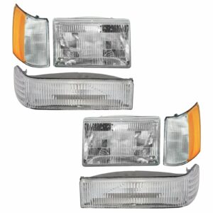 Headlights & Parking Corner Lights Left & Right Kit Set for 97-98 Grand Cherokee