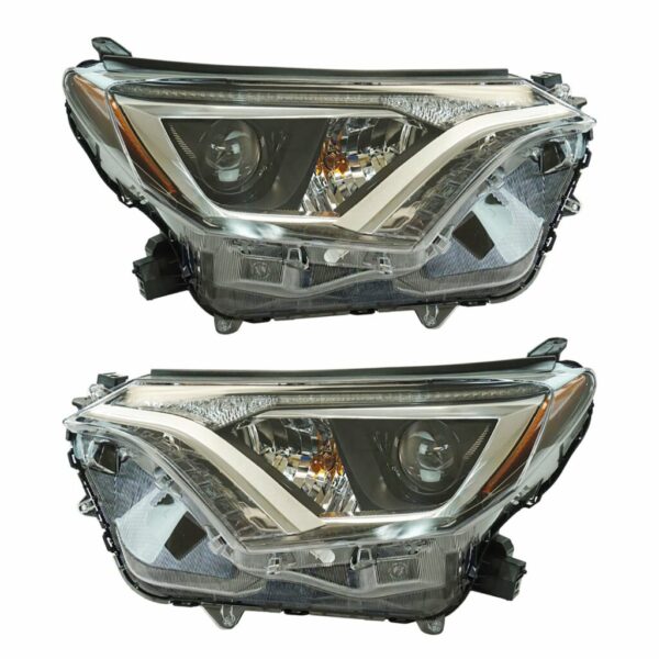 Halogen Headlight Lamp Assembly LH RH Set of 2 Pair Compatible With Toyota Rav4