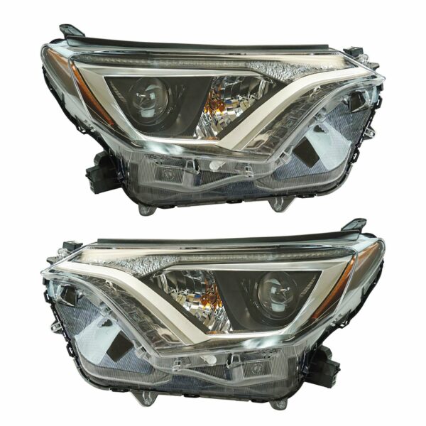 Halogen Headlight Lamp Assembly LH RH Set of 2 Pair Compatible With Toyota Rav4