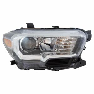 Halogen Headlight Headlamp w/ Black & Chrome Housing RH Compatible with Tacoma Pickup Truck